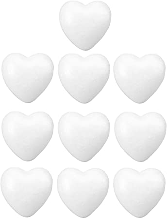 Photo 1 of 12pcs Craft Foam Hearts Heart-Shaped Polystyrene Foam Ball Styrofoam Polystyrene Foam Heart for Arts Craft Use DIY Ornaments Wedding Decorations 6cm (White)
