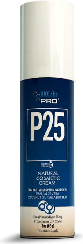 Photo 1 of BIOLabs PRO Natural P25 Cosmetic Cream - 1750MG Progesterone per Bottle - 2.5% - Two Month Supply (Unscented - 3oz)
