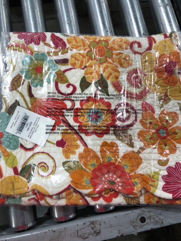 Photo 2 of C&F Home Giselle 14" x 51" Table Runner Cotton Floral Botanical Fun Spring Summer Orange Yellow Quilted Reversible Table Runner Orange
