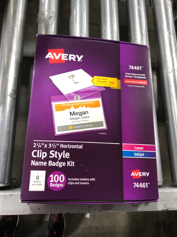 Photo 2 of Avery® Top-Loading Clip-Style Name Badges, 2-1/4" x 3-1/2", 100 Badges (74461)
