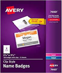 Photo 1 of Avery® Top-Loading Clip-Style Name Badges, 2-1/4" x 3-1/2", 100 Badges (74461)
