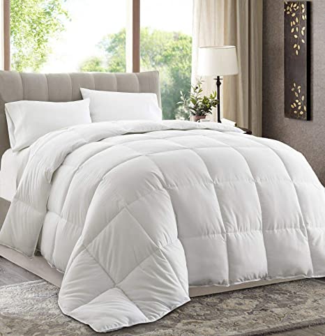 Photo 1 of Chezmoi Collection All Season Down Alternative Comforter - Plush Microfiber Fill - Box Stitch Quilted - Duvet Insert with Corner Tabs (King, White)
