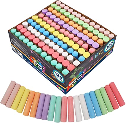 Photo 1 of JOYIN 120 Pack Sidewalk Chalk for Kids Giant Box Non-toxic Jumbo Colored Washable Sidewalk Chalk for Toddlers in 10 Colors (120 Pieces)
