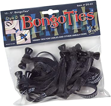 Photo 1 of BongoTies ALL-BLACK "Obsidian" Bongo Ties ~ 10 Pack "Style-D" ~ HANDY TIES FOR CABLES AND OTHER UNRULY ITEMS
