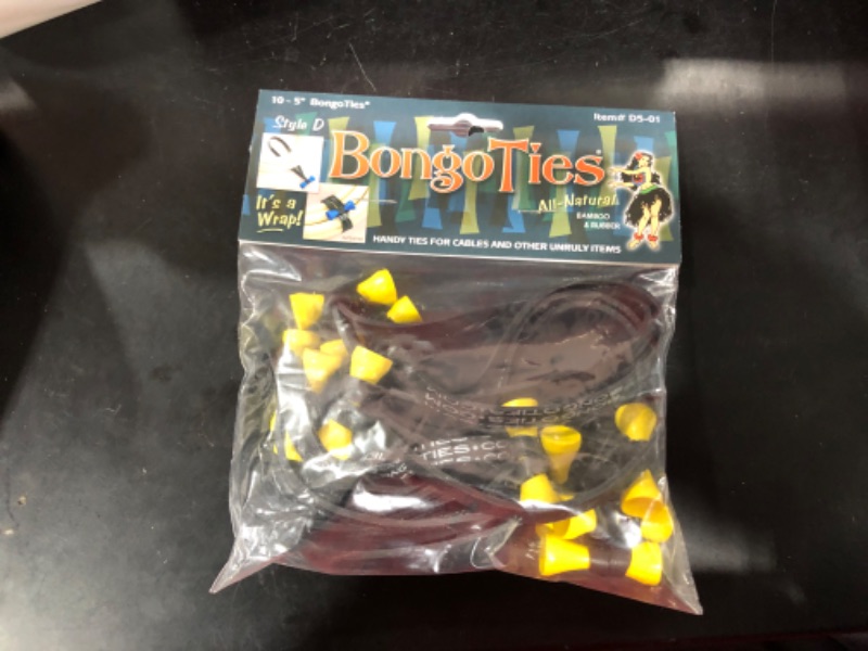 Photo 2 of BongoTies ALL-BLACK "Obsidian" Bongo Ties ~ 10 Pack "Style-D" ~ HANDY TIES FOR CABLES AND OTHER UNRULY ITEMS
