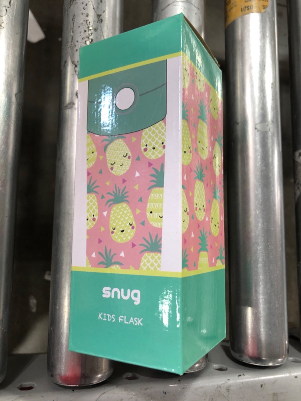 Photo 2 of Snug Kids Water Bottle - insulated stainless steel thermos with straw (Girls/Boys) - Pineapples, 12oz
