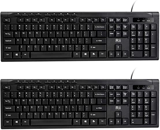 Photo 1 of (2-Pack) Rii RK907 Ultra-Slim Compact USB Wired Keyboard for Mac and PC,Windows 10/8 / 7 / Vista/XP (Black)
