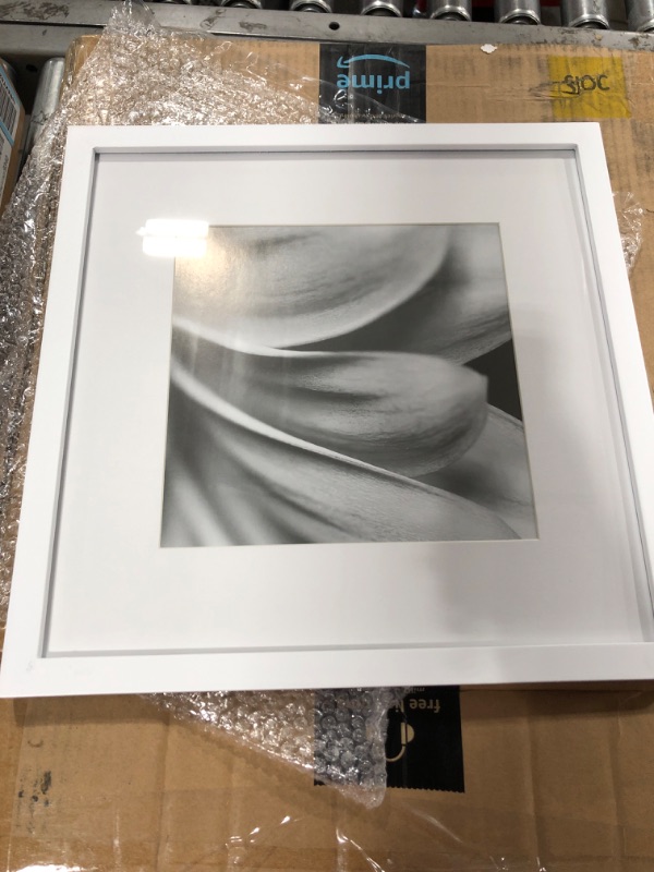 Photo 1 of Gallery Perfect Gallery Wall Kit Square Photos with Hanging Template Picture Frame Set, 12" x 12", White, 9 Piece

