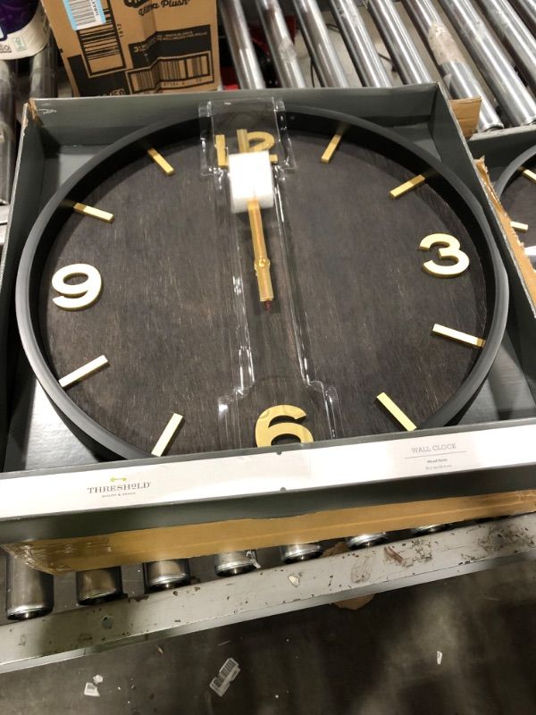 Photo 2 of 20" Wood Wall Clock Brass - Threshold™
