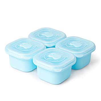 Photo 1 of Termichy Baby Food Containers, 4 Pack Leakproof Silicone Baby Food Jars with Lids, Microwave, Freezer & Dishwasher Safe, Food Storages Prefer for Daycare-No Glass (4x3OZ, Blue)
