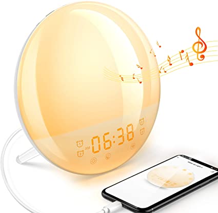 Photo 1 of Dekala Smart Sunrise Alarm Clock Wake Up Light Alarm Clocks for Bedrooms 4 Sleep Aid Sounds Sunlight Sunset Dawn Simulator 7 Natural Sounds 7 Color Bedside Night Light Snooze FM Radio APP Remote
