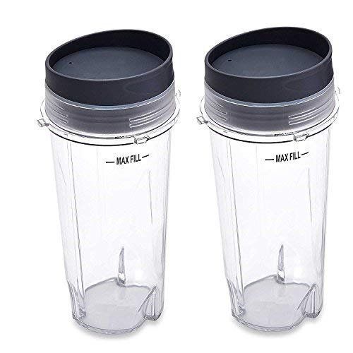 Photo 1 of blendin replacement 16oz single serve cup with to go lid, compatible with ninja blenders with 4 tabs and 3" diameter (2 pack)
