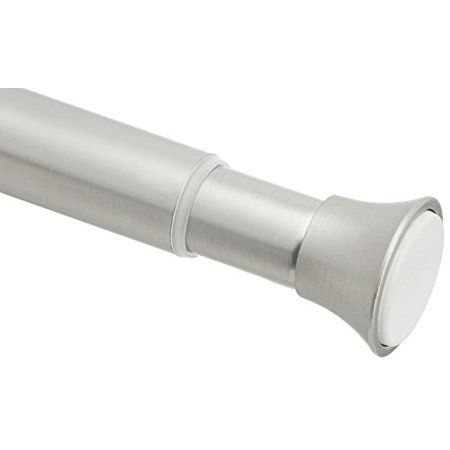 Photo 1 of Basics Rust Resistant Easy to Install Tension Shower Doorway Curtain Rod, 36-54", Nickel
