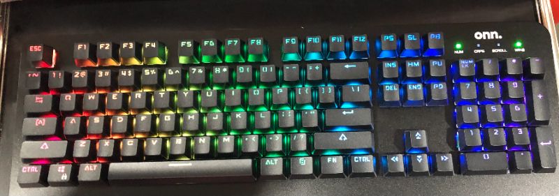 Photo 1 of onn. Gaming Mechanical Keyboard with Blue Switches, Adjustable 16.8M LED Lighting (Software for Windows Only)
