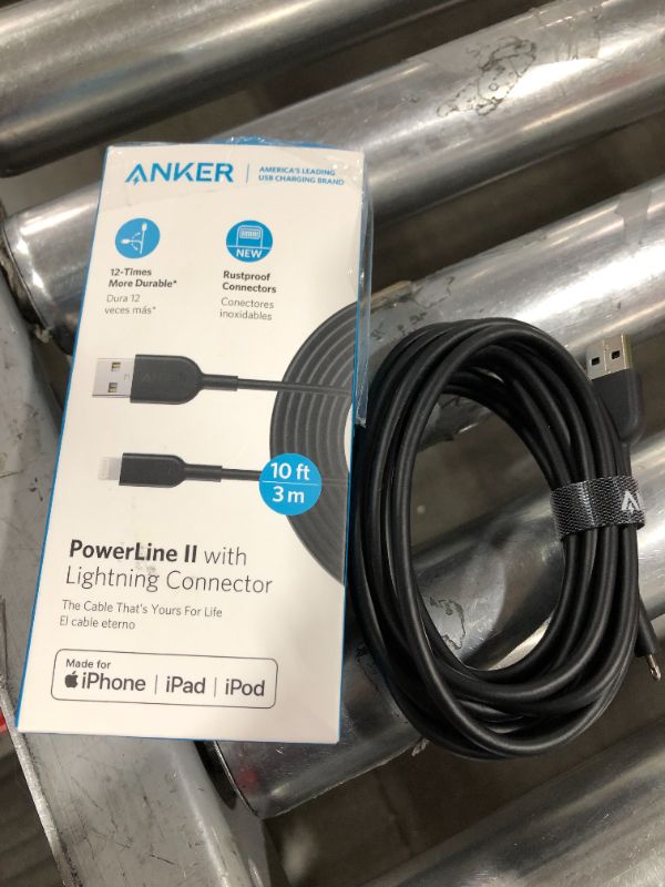 Photo 2 of Anker iPhone Charger Cable, Powerline II Lightning Cable (10 Feet), Durable Cable, MFi Certified for iPhone Xs/XS Max/XR/X/8/8 Plus/7/7 Plus, iPad 8 (Black)
