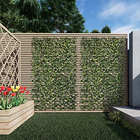 Photo 1 of Windscreen4less Artificial Leaf Faux Ivy Expandable/Stretchable Privacy Fence Screen (Single Sided Leaves), Ficus 1 Pack
