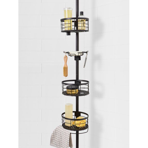 Photo 1 of Better Homes & Gardens Rust-Resistant Tension Pole Shower Caddy with Removable Baskets, Oil-Rubbed Bronze
