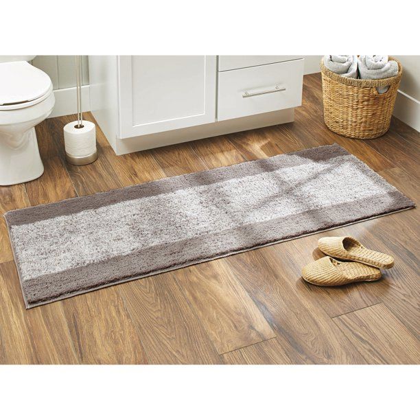 Photo 1 of Better Homes & Gardens Heather Stripe Anti-Slip Bath Rug, 20" x 60", Taupe
