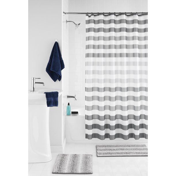 Photo 1 of 15-Piece Gray Bathroom Set, Ombre Stripe, Mainstays
