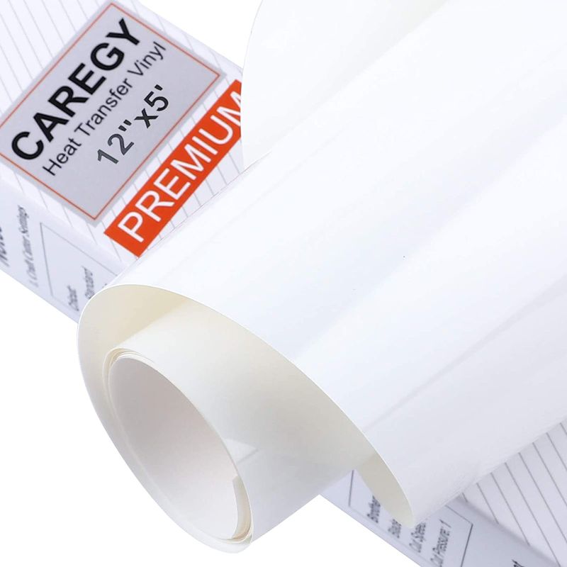 Photo 1 of CAREGY Iron on Heat Transfer Vinyl Roll HTV (12''x5',White)
