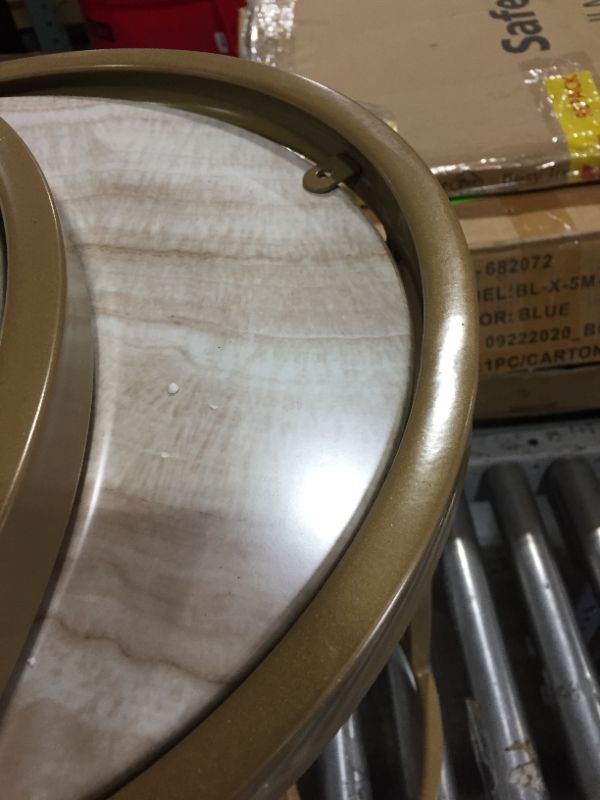 Photo 1 of Dorel Living Moriah 2 Piece Faux Marble Top Nesting End Table Set in Brass

