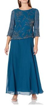 Photo 1 of J Kara Women's 3/4 Sleeve Beaded Dress 14p
