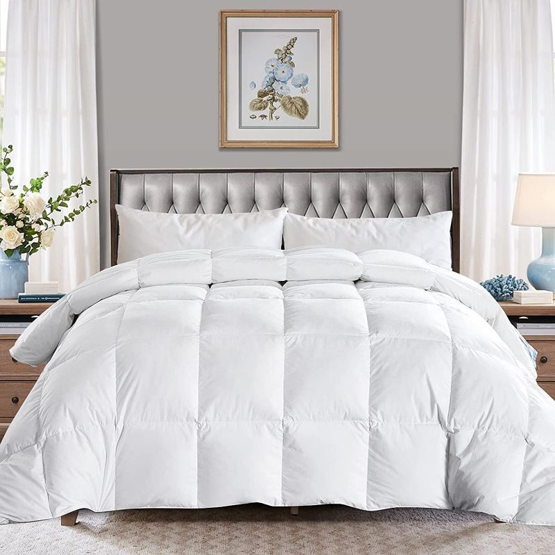 Photo 1 of FASO Lightweight King Size Feathers Down Comforter Duvet Insert for Warm Sleepers/ Hot Sleepers - Ultra-Soft Summer Bed Comforter, Light Warmth (102x90, White)
