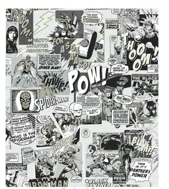 Photo 1 of 56 sq. ft. Marvel Comics Pow! Wallpaper