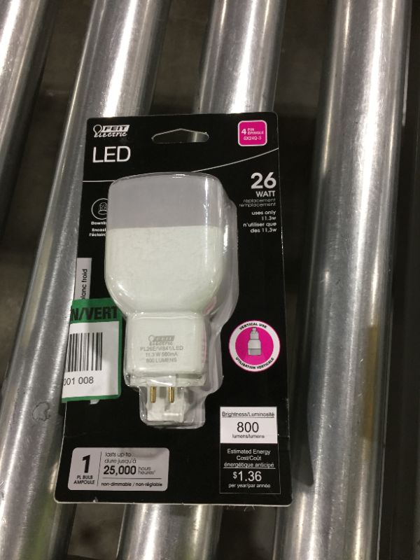 Photo 2 of 26-Watt Equivalent PL Vertical CFLNI 4-Pin Plug-in GX24Q-3 Base CFL Replacement LED Light Bulb, Cool White 4100K
