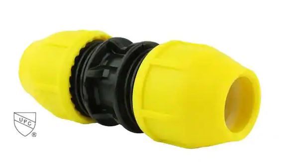 Photo 1 of 1-1/4 in. IPS DR 11 Underground Yellow Poly Gas Pipe Coupler
