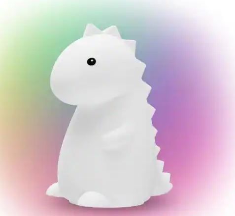 Photo 1 of Tommy Dinosaur MultiColor changing Integrated LED Rechargeable Silicone Night Light Lamp, White
