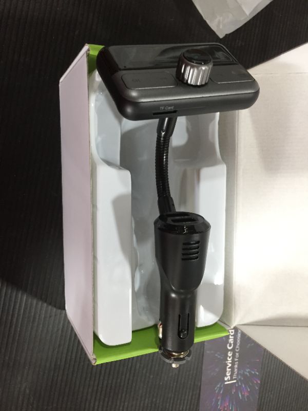 Photo 1 of Bluetooth FM Transmitter for Car, Wireless Radio Adapter Hands-Free Calling 4.2 Bluetooth Crystal Clear Sound QC3.02.4A Dual USB Ports Large Display AUX TF Card Music Player Car Transmitter
