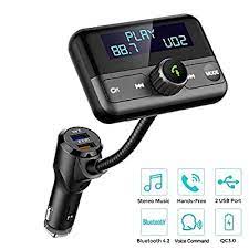 Photo 1 of Bluetooth FM Transmitter for Car, Wireless Radio Adapter Hands-Free Calling 4.2 Bluetooth Crystal Clear Sound QC3.02.4A Dual USB Ports Large Display AUX TF Card Music Player Car Transmitter
