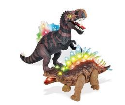 Photo 1 of 2 Pack Electronic Walking Dinosaur Toy with LED Light Up Eyes, Roaring Sound, Realistic Spinosaurus and Stegosaurus, Dinosaur Party Favors, Dinosaur Toy for Kids Boys Girls Ages 3 4 5 6 7 Year Old
