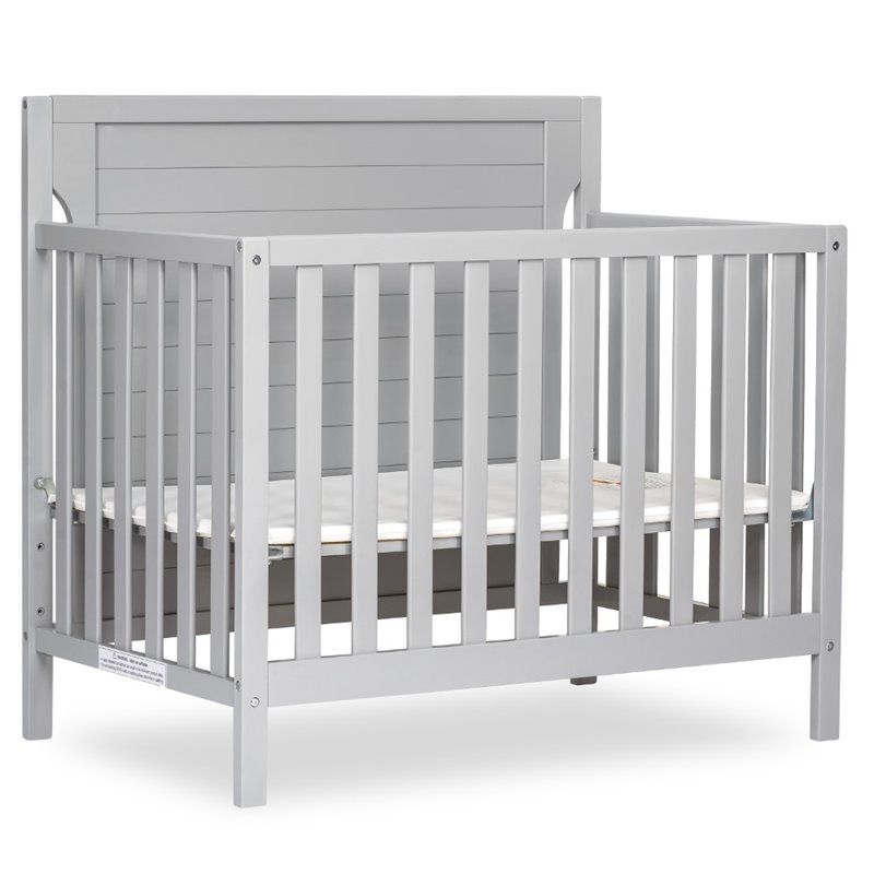 Photo 1 of Dream On Me Bellport 4 in 1 Convertible Mini/Portable Crib I Mini Baby Crib I Includes 1.5 Mattress, Pebble Grey

