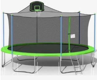 Photo 1 of Green and Blue 16 ft. Trampoline with Enclosure Net and Ladder-Metal
