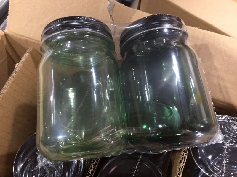 Photo 2 of 8ct Glass Jar with Lid Light & Dark Green - Bullseye's Playground
