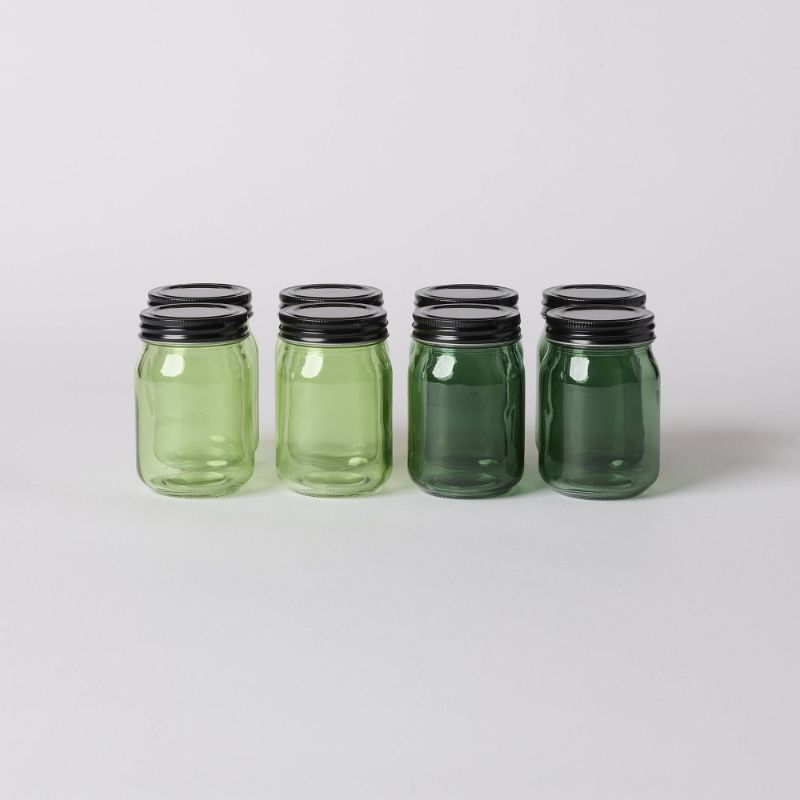 Photo 1 of 8ct Glass Jar with Lid Light & Dark Green - Bullseye's Playground
