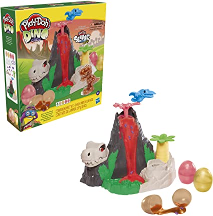 Photo 1 of Play-Doh Slime Dino Crew Lava Bones Island Volcano Playset with HydroGlitz Eggs and Mix-ins, Dinosaur Toy for Kids 4 Years and Up, Non-Toxic
