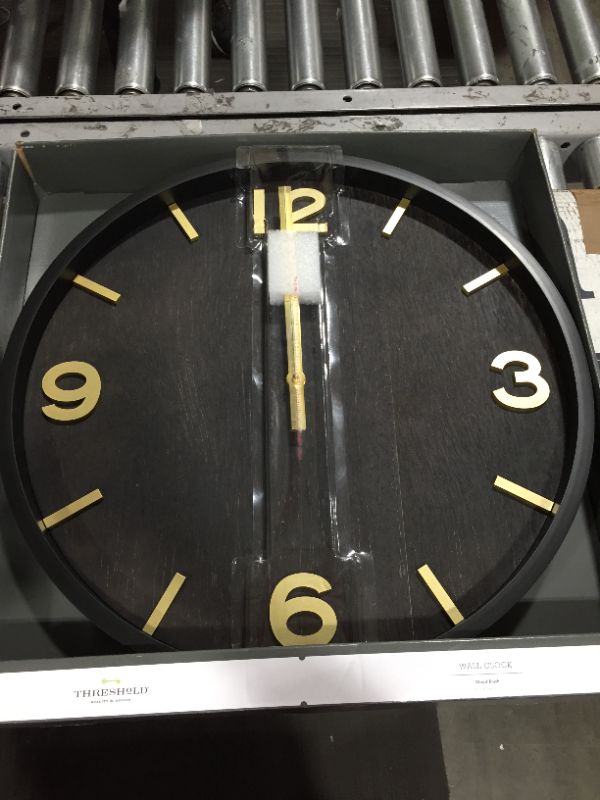 Photo 2 of 20" Wood Wall Clock Brass - Threshold™
