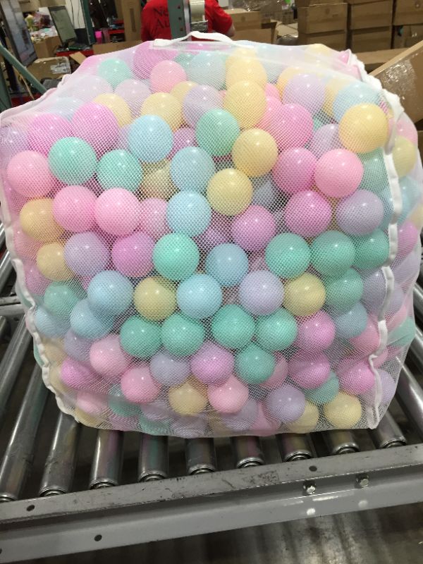 Photo 2 of Amazon Basics BPA Free Plastic Ball Pit Balls with Storage Bag, 1,000 ct (2.3” Diameter), Pastels
