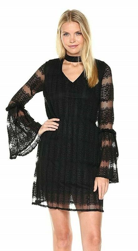 Photo 1 of Laundry by Shelli Segal Women Plated Lace Dress Black Size 12 6330
