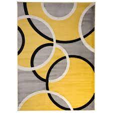 Photo 1 of 3ft3in x 5ft Modern Abstract Circles Yellow 