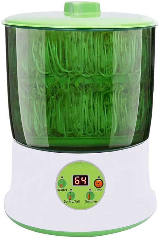 Photo 1 of Bean Sprouts Machine, Seed Sprouter Kits, LED Display Time, Intelligent Automatic Bean Sprouts Maker, 2 Layers Function Large Capacity Seed Grow, Also for Radish, Alfalfa, Wheatgrass, Broccoli Sprouts
