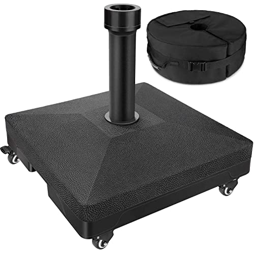 Photo 1 of Best Choice Products Fillable Mobile Umbrella Base Heavy Duty Market Stand for Patio, Deck, Poolside w/ 4 Wheels, 2 Locks, 2 Knobs, Wind-Resistant Design, 123lb Capacity - Black