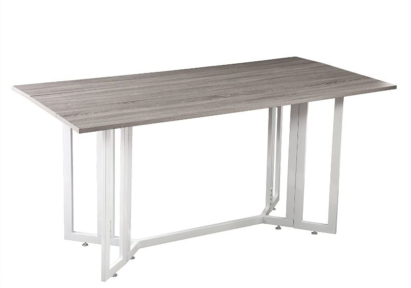 Photo 1 of SEI Furniture Driness Drop Leaf Convertible Console to Dining Table, Weathered Gray, White