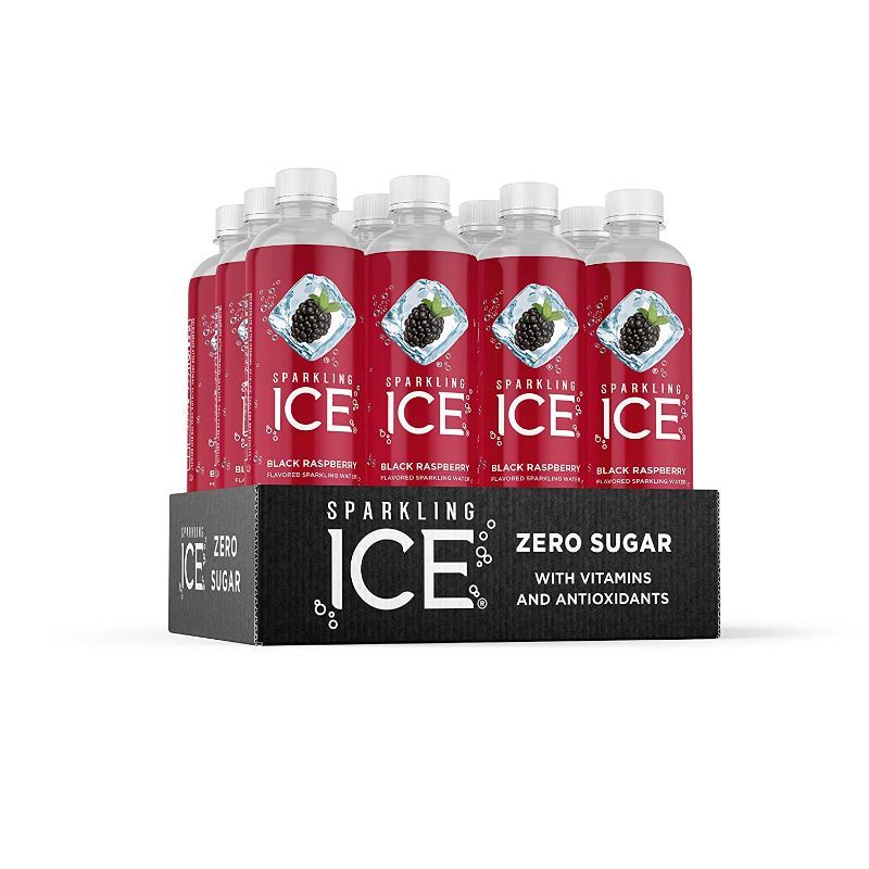 Photo 1 of 2 PACK Sparkling ICE, Black Raspberry Sparkling Water, Zero Sugar Flavored Water, with Vitamins and Antioxidants, Low Calorie Beverage, 17 fl oz Bottles (Pack of 12), BEST BY 14 JUN 2022
