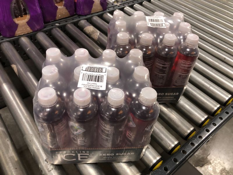 Photo 1 of 2 PACK Sparkling ICE, Black Raspberry Sparkling Water, Zero Sugar Flavored Water, with Vitamins and Antioxidants, Low Calorie Beverage, 17 fl oz Bottles (Pack of 12), BEST BY 14 JUN 2022
