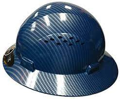 Photo 1 of HDPE-Hydro Dipped Blue/Silver Full Brim Safety Hard Hat with Fas trac Suspension
