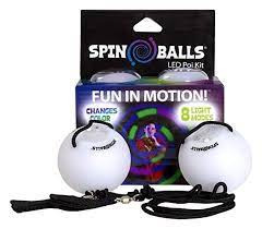 Photo 1 of Spin Balls LED Poi Kit 8 Light Nodes Set of Two Changes Color Able Play Glow Fun
